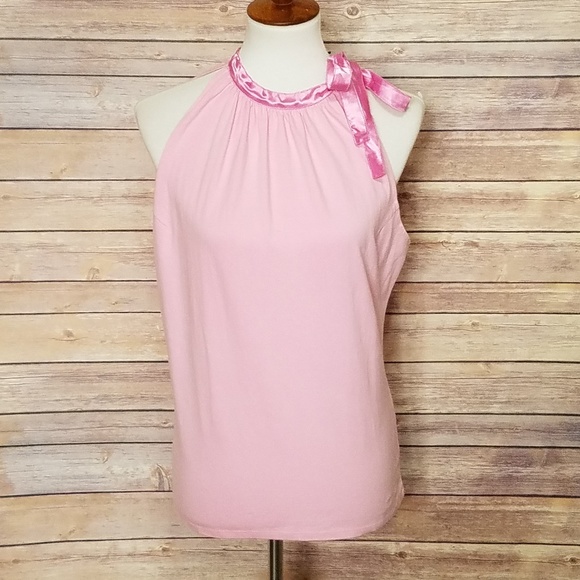 Michael Simon Tops - NWT Michael Simon NY pink Sleeboss satin trim  Lg